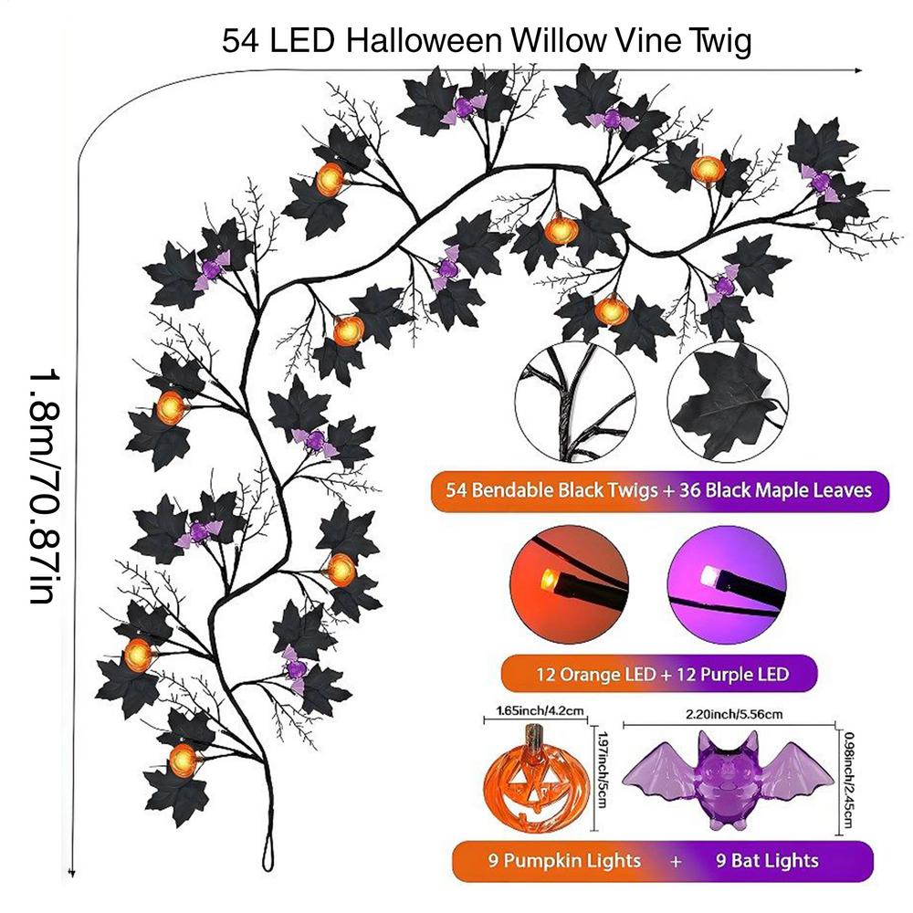 

Halloween String Lights LED Halloween Willow Vine Twig Decoration Lights 8-Modes Battery Operated Waterproof Decorations
