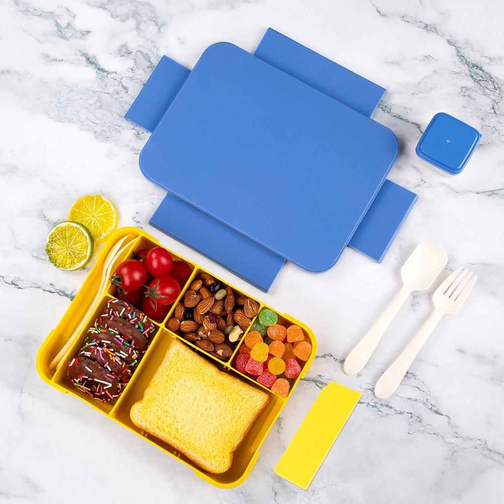 1330ML Lunchbox Erwachsene Bento Boxen Lebensmittelbehälter mit 6 Fächern und Geschirr Für Snack Arbeit Schule Mikrowellenherd Erhitzen