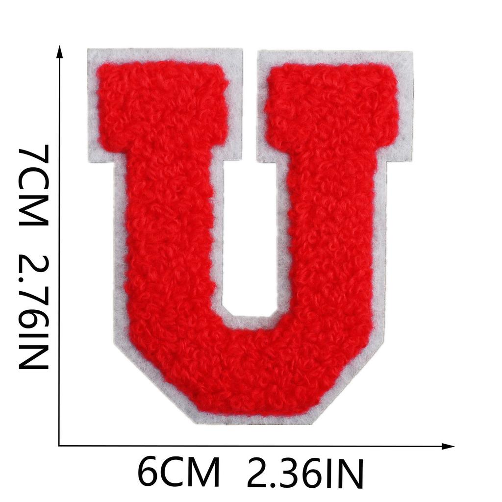 7Cm White Background Red Character Embroidery Cloth Sticker English Letters Towel Embroidery Patch Sticker Computer Embroidery Chapter Boy Heat Transf