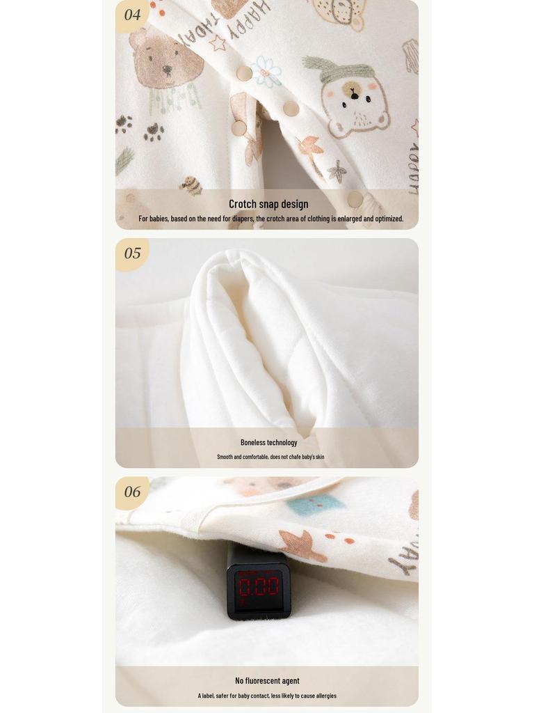 Warm Thickened Autumn/Winter Baby Jumpsuit - 120g Padded Newborn Outfit with Butterfly Design for Boys & Girls