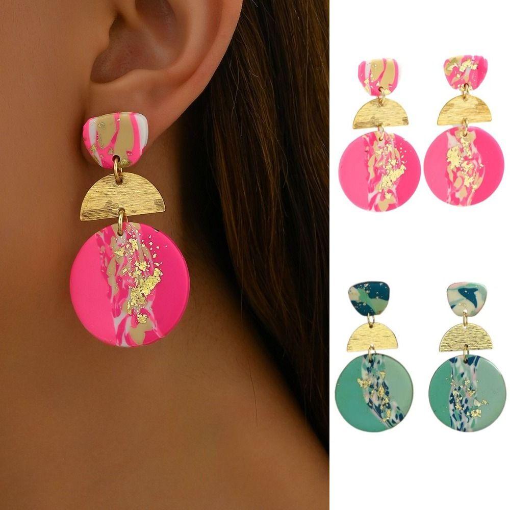 Geometric Beach Earrings Y2K Exaggerate Earrings Women Elegant Acrylic Stud Earrings  Gifts