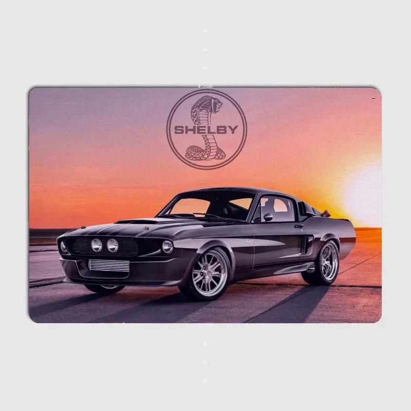 Shelby GT500 Классический Спортивный Автомобиль Металлическая Вывеска Постер Гараж Автомобильная Декорация Декор Комнаты Автомобильный Клуб Жестяная Вывеска Декор Дома 20x30cm（7.8x11.8inch）