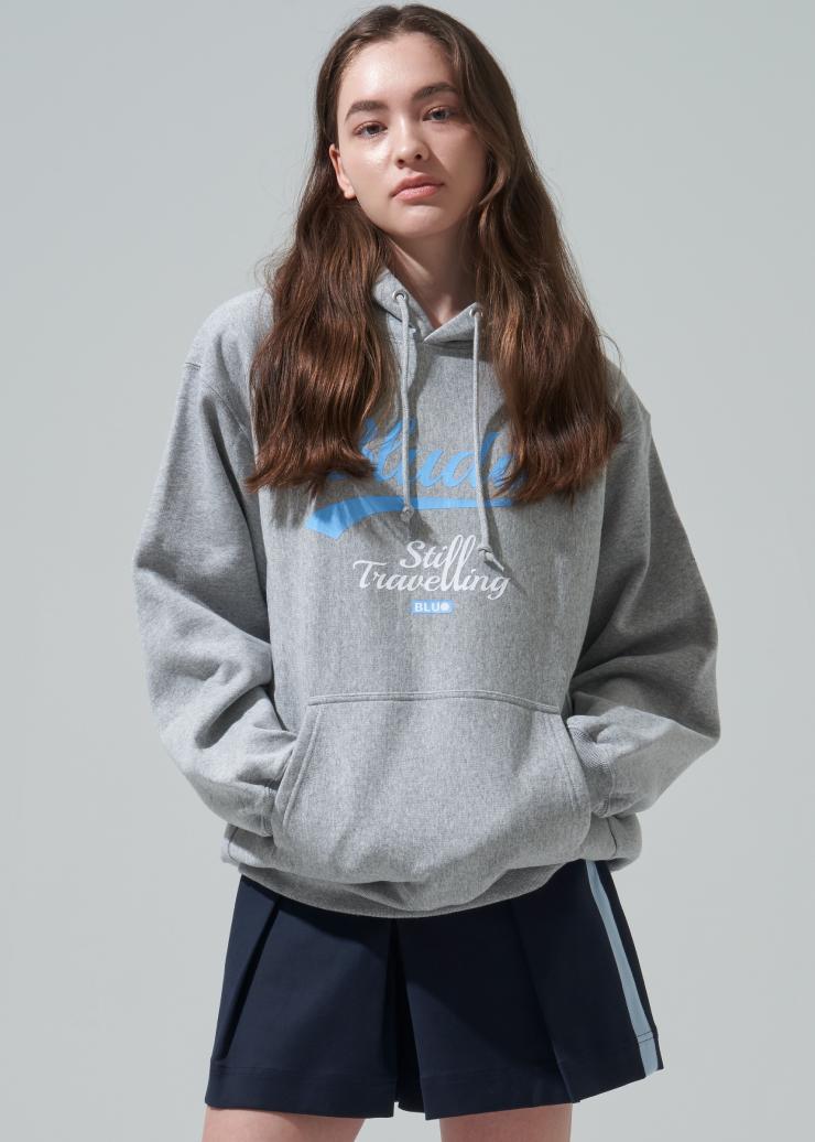 Blue Dot Graphic Print Hoodie_Gy 100