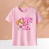 PAW Patrol Çocuk Pembe Kısa Kollu Tişört Kızlar Skye Polyester Üstler Çizgi Film 26 Harf Baskılı Sweatshirt Çocuk Doğum Günü Hediyeleri