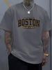 Unisex Sommer 100% Baumwolle Modisch Lässig Locker Übergröße Boston Muster Gedruckt Sport Rundhals Kurzarm T-Shirt Top