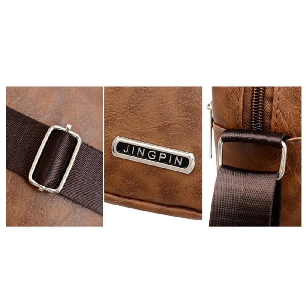 Men Shoulder Bag Waterproof Large Capacity Messenger Bag Adjustable Strap Outdoor Travel PU Leather Casual Simple All-Match Bags