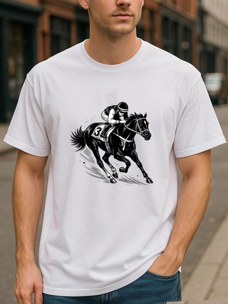 European Size Athletic Apparel for Horse Racing Featuring a Black And White Design, Ideal for Competitive Training. This Casual for Sports Top