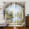 2 Pcs Flower bouquet arch print curtains,suitable for bedroom,living room kitchen decoration,home decoration,window decoration