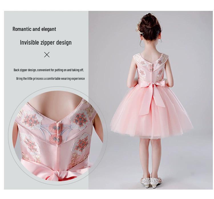 Children's Formal One-Shoulder Princess Dress - Fashionable, Slimming, Fluffy Gauze for Vocal Performance and Art Exams
