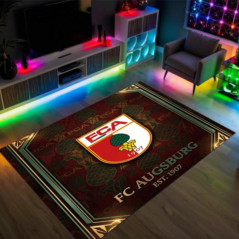 FC Augsburg FC Design Kristall Samt Teppich Gemütlich Nein?Rutschfester Teppich mit Aufdruck für Schlafzimmer Wohnzimmer Eingang
