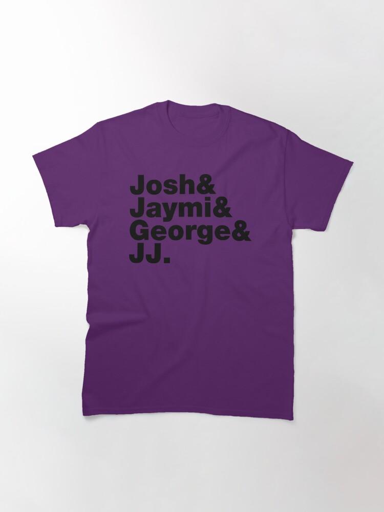 Westlife Josh _amp_ Jaymi _amp_ George _amp_ JJ (black Writing) Fitted Classic T-Shirt