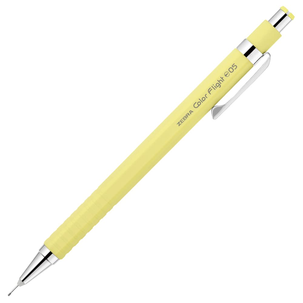 Zebra Color Flight Mechanical Pastel Yellow Pencil, 0.5mm, Fluffy, Barrel, MA53-FMP-WY