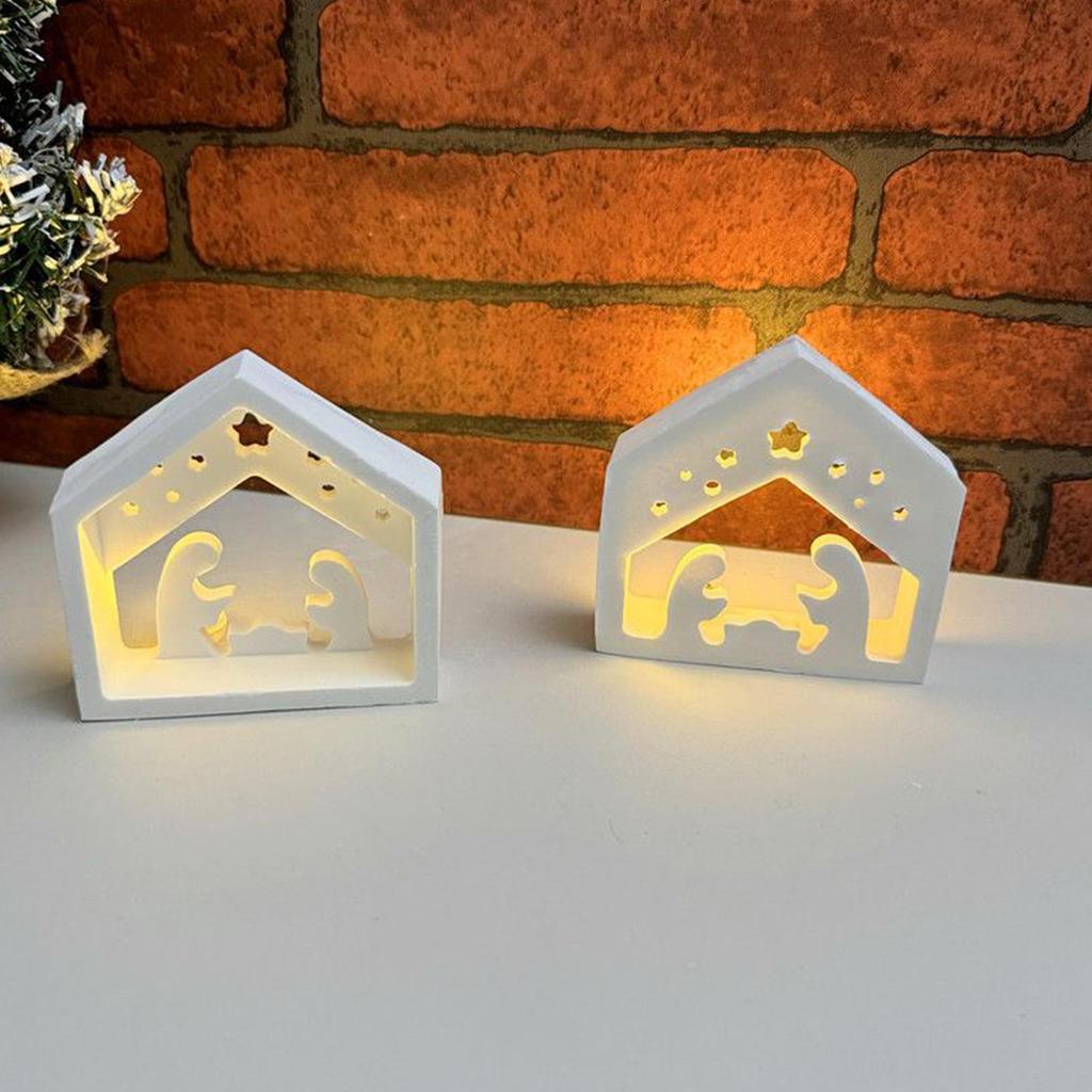 Nativity Scene Mold For Resin Jesus Tealight Holder Template Christmas Silicone Molds For Handmade Scented Candles Plaster Resin