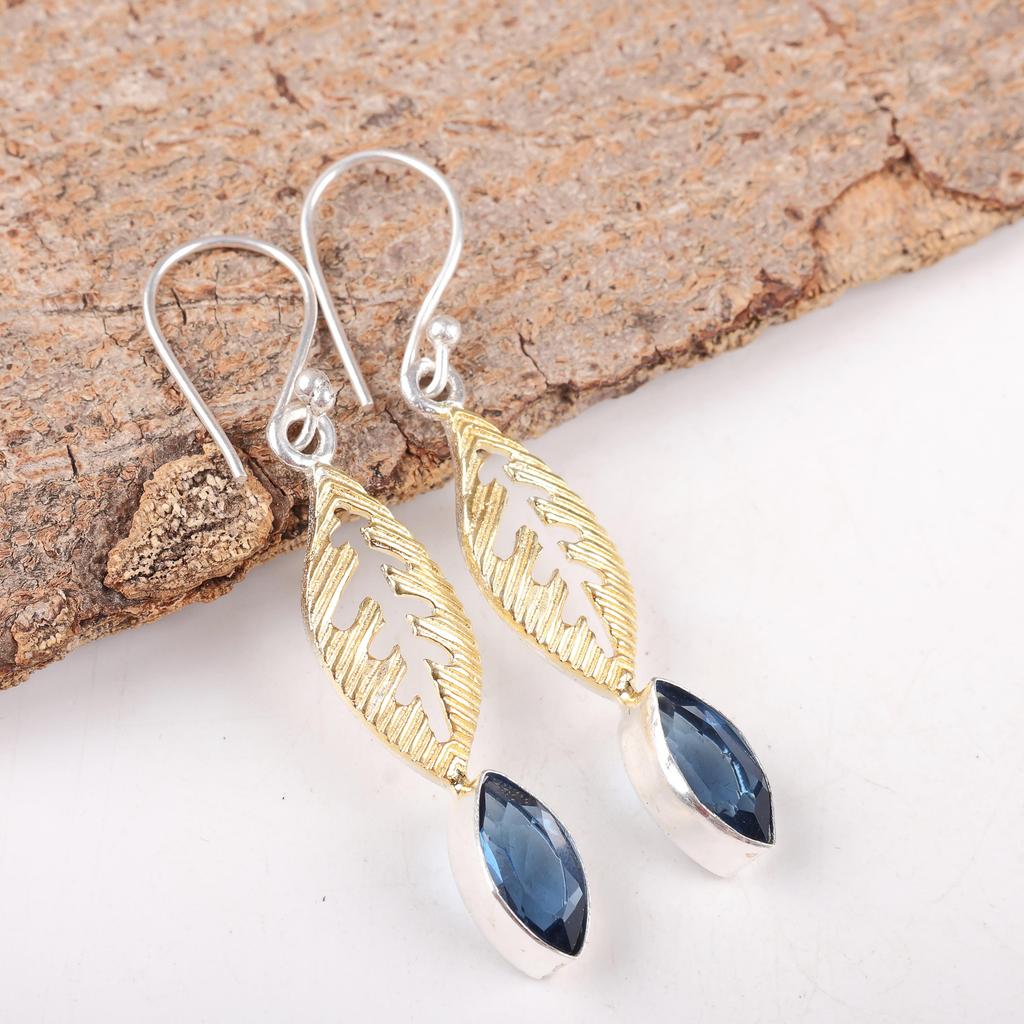 London Blue Topaz 925 Solid Sterling Silver Earrings, Handmade Gemstone Earrings Jewelry, Gifts For Wife Brand New Earrings