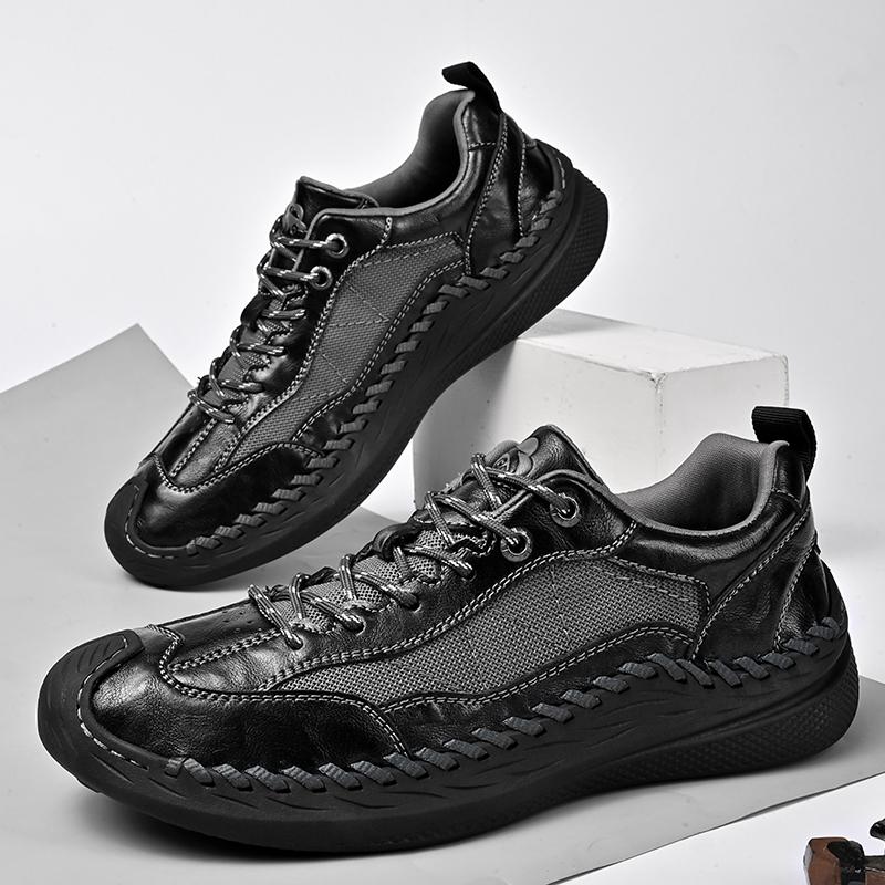 Handmade Retro Cow Leather Shoes Men Loafers Comfortable Casual Shoes Moccasins Men Flats Shoes