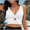 Stilvolles Badeshirt Saisonale Wassersportbekleidung Einfarbiges kurzes Oberteil Verdrehte Vorderseite Atmungsaktives Gewebe für Damen