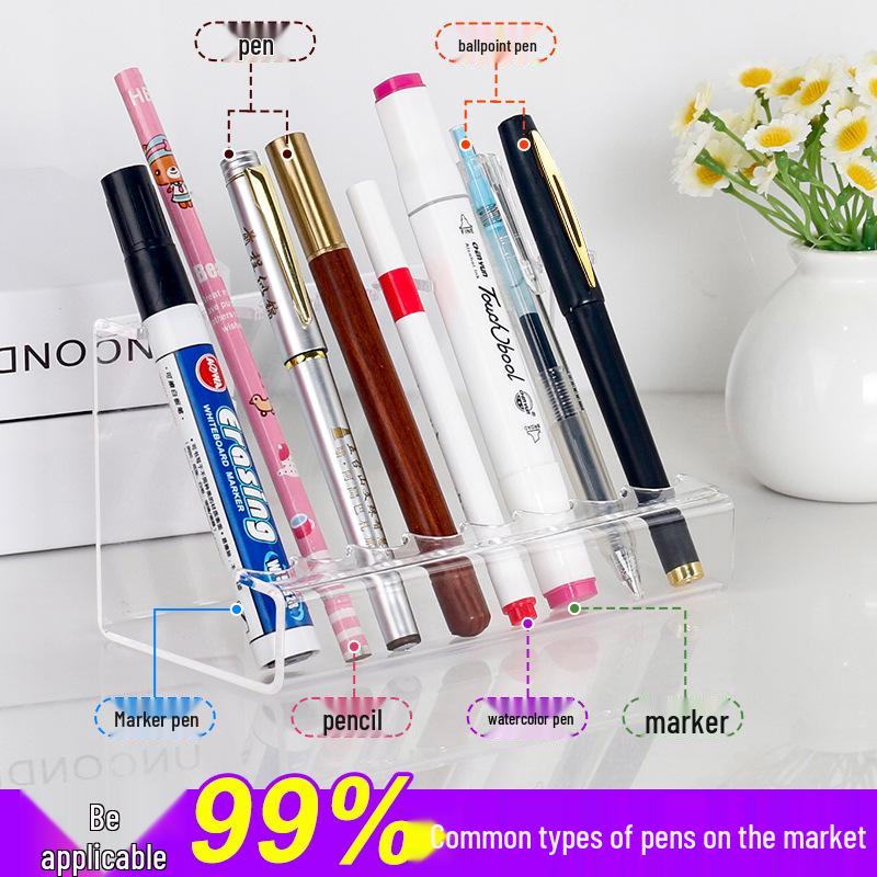 Clear Acrylic Pen and Cosmetic Display Stand for Fountain Pens, Lipsticks, and Eyebrow Pencils