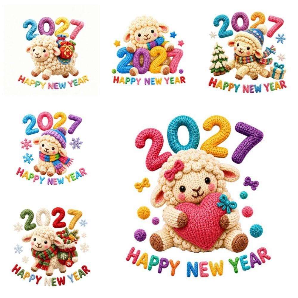 2D Flat Print Happy New Year Window Stickers Large Size 5D Window Glass Decor  Room