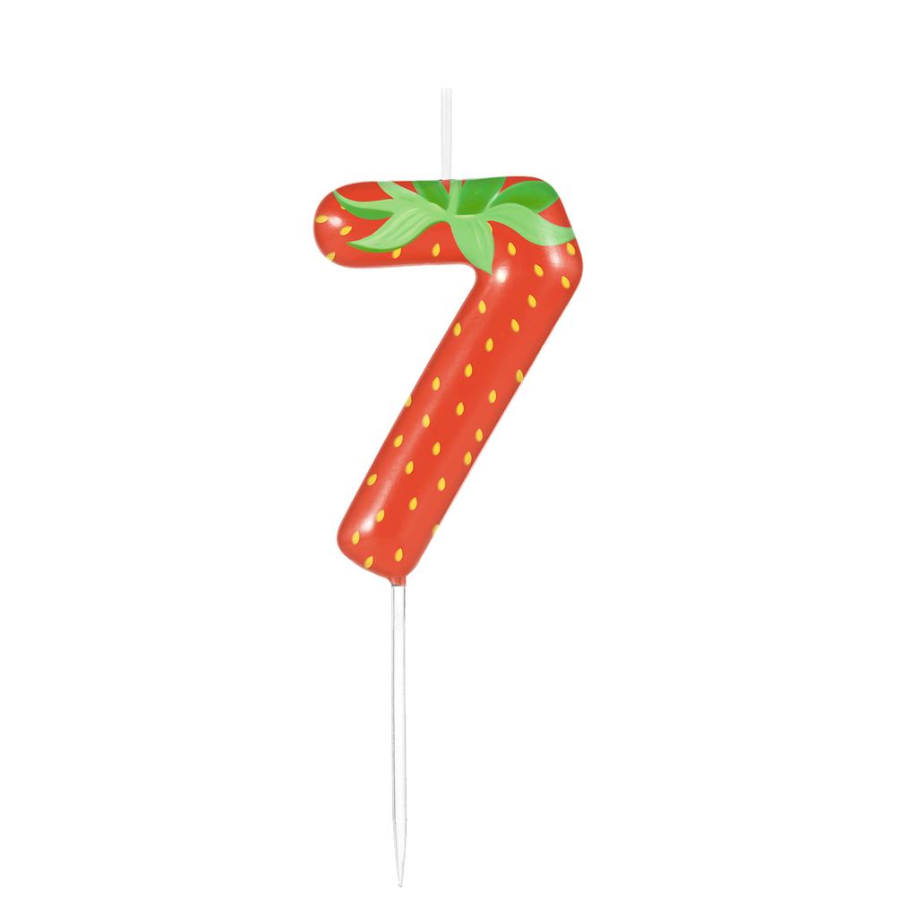 Number 0-9 Red Strawberry Birthday Candle Gifts for Girls,Fruit Themed Candle Cake for Birthday Gifts Celebration Party Supplies
