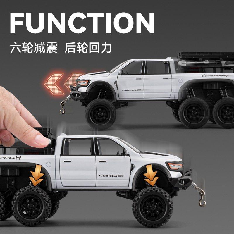 1:24 Dodge Hennessey Mammoth 1000 6x6 Tuned Overlanding Adventure Vehicle Sound And Light Collectibles Ornaments Birthday Gifts