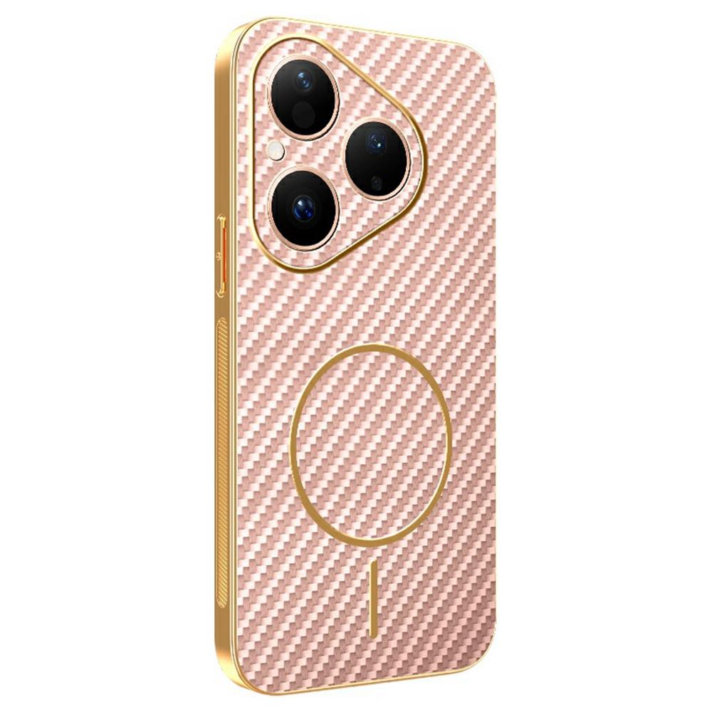 For Huawei Pura 80 Phone Case Carbon Fiber Textured Electroplated TPU Back Cover