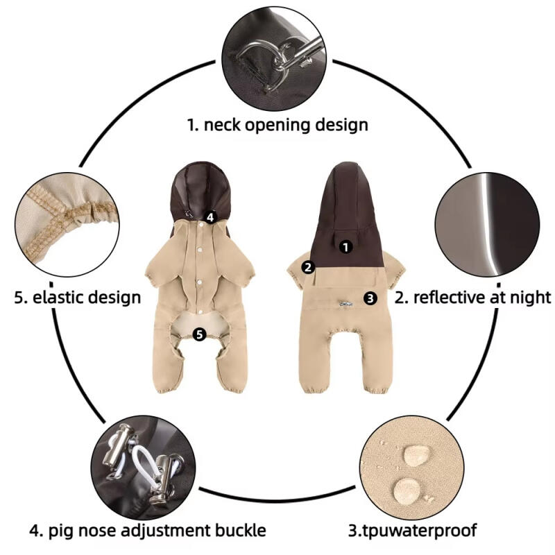 Pet Waterproof Raincoat Four-legged Work Jacket Patchwork Windproof Cat Dog Coats Jackets Keep Warm Jumpsuit Coats Accessories