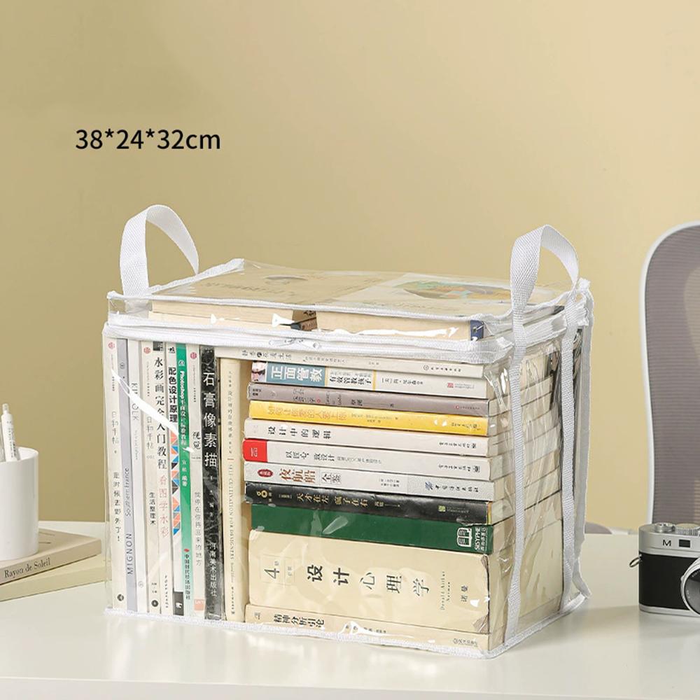 Foldable Large Capacity Storage Bag, Student Dormitory Book Organizer Transparent Waterproof Home Book Organizer and Storage Box