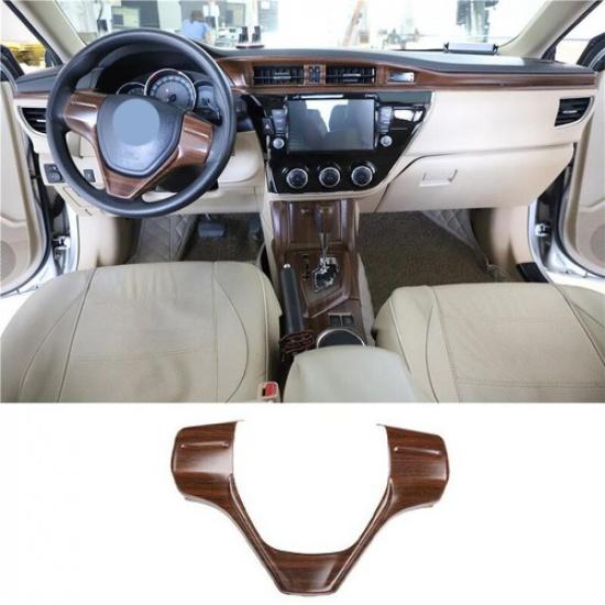 Cover Trim Steering Wheel 2014-2018 For Toyota Corolla Wood Grain U-Type Panel