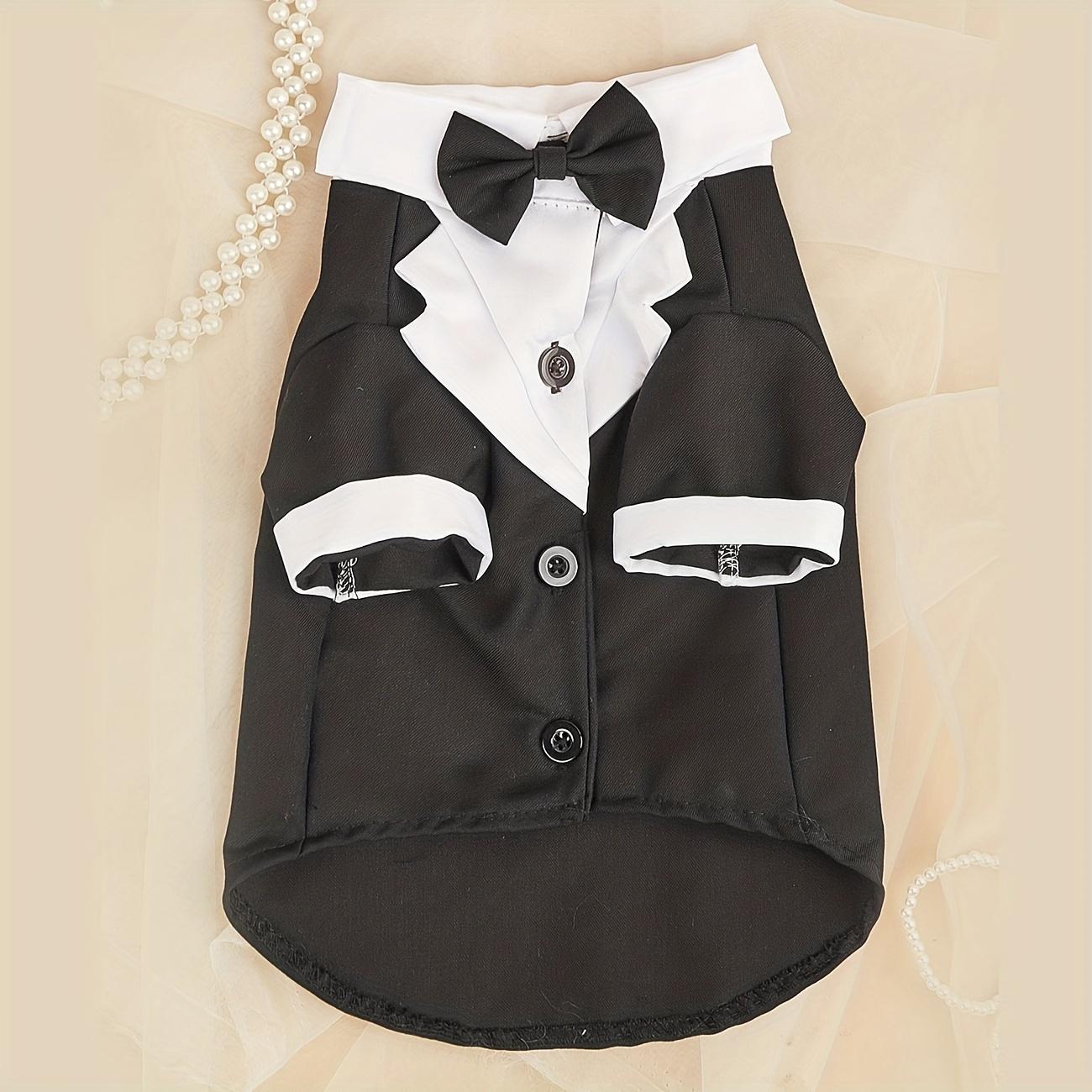 

Pet Shirt Small Dog Clothes Wedding Formal Suit With Bow Tie Costume S чорний