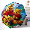 1pc Sturdy 8-Bone Auto Umbrella, Pooh And Eeyore Pastel Floral Umbrella, Digital Printed, Foldable Umbrella for On-the-Go Outdoor Use