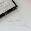 Double-layer Water-drop Pendant Necklace - A Unique and Stylish Small-scale Design for Women, Featuring An Elegant and Fashionable Collar Chain.