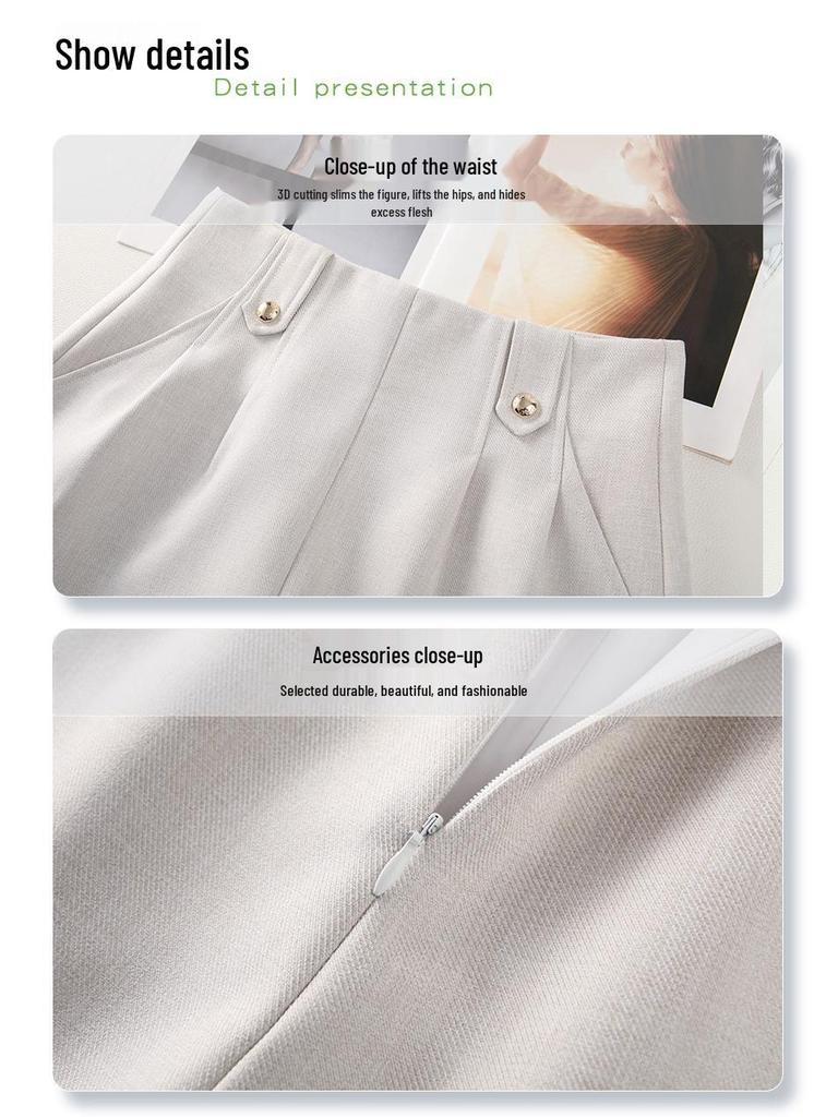 Women's White A-Line Suit Shorts: 2025 Spring Collection, Loose, Wide-Leg, Slimming Casual Four-Point Pants