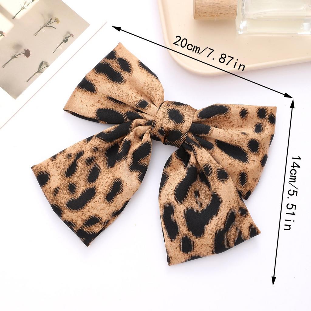 1/2PCS Fashion Boutique Cloth Leopard Bow Hairpin Spring Clip Barrettes Women  Hair Accessories