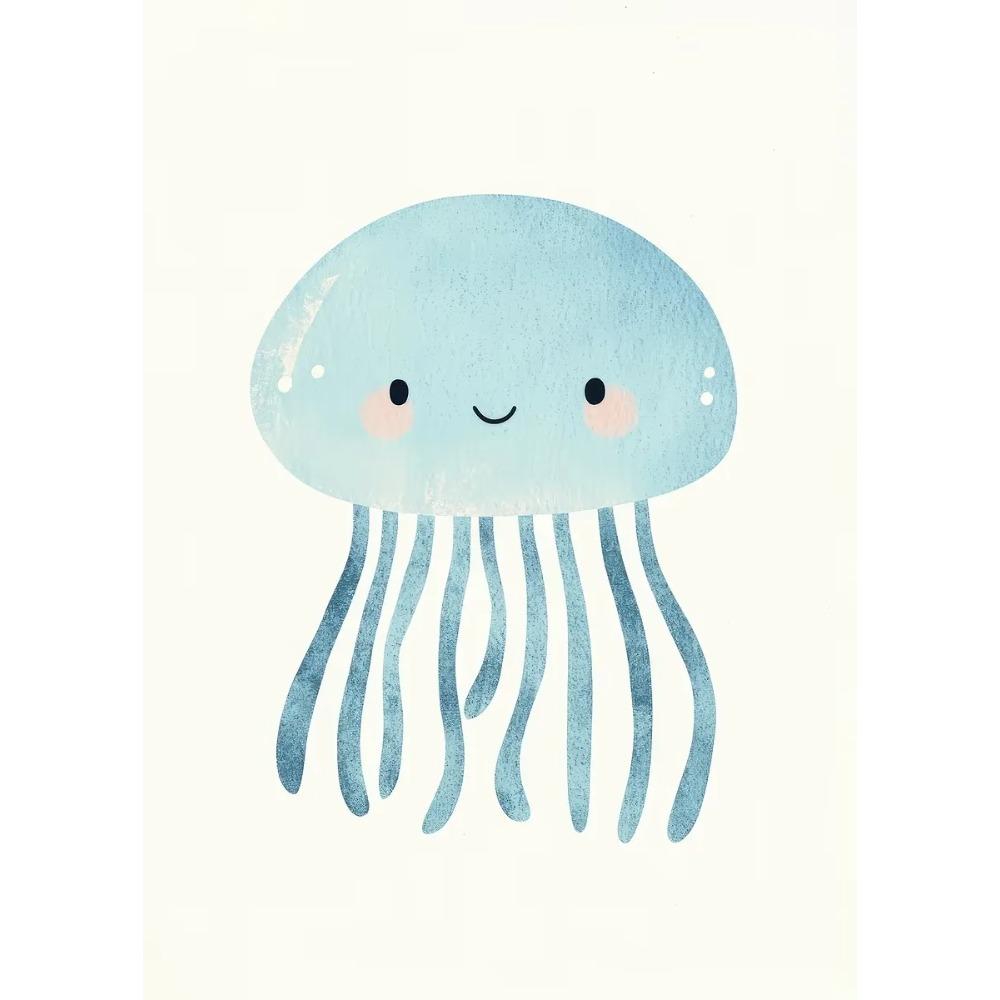 Cute Ocean Animals Watercolor Poster Minimalism Beach Octopus Whale Prints Canvas Painting Wall Art Picture Home Kids Room Decor