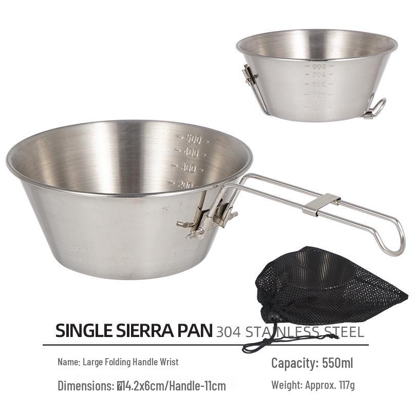 

550ml Large Folding Bowl & Water Cup - 304 Stainless Steel for Camping, BBQ & Mountaineering 14cm