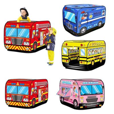 Kinderzelt Popup-Spielzelt Spielzeug Outdoor faltbares Spielhaus Feuerwehrauto Polizeiauto Eiswagen Kinderspiel Haus Bus Indoor