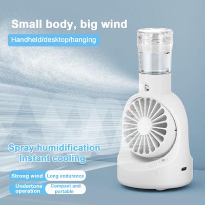 Portable Table Misting Fan with 4 Speed Settings Strong Airflow Low Noise Compact Size Rechargeable Personal Cooling Fan