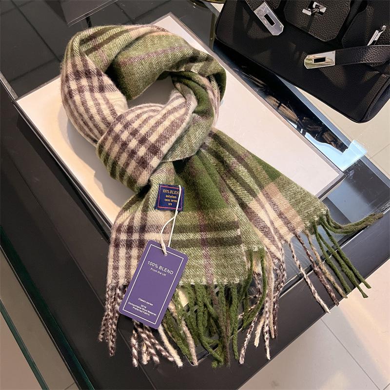 2024 British Red Plaid Imitation Cashmere Scarf: Cozy Winter Neck Shawl Gift