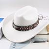 Soft Felt Cowgirl Hat Wide Brim Sun Hat Fashion Riding Hat  Theme Party