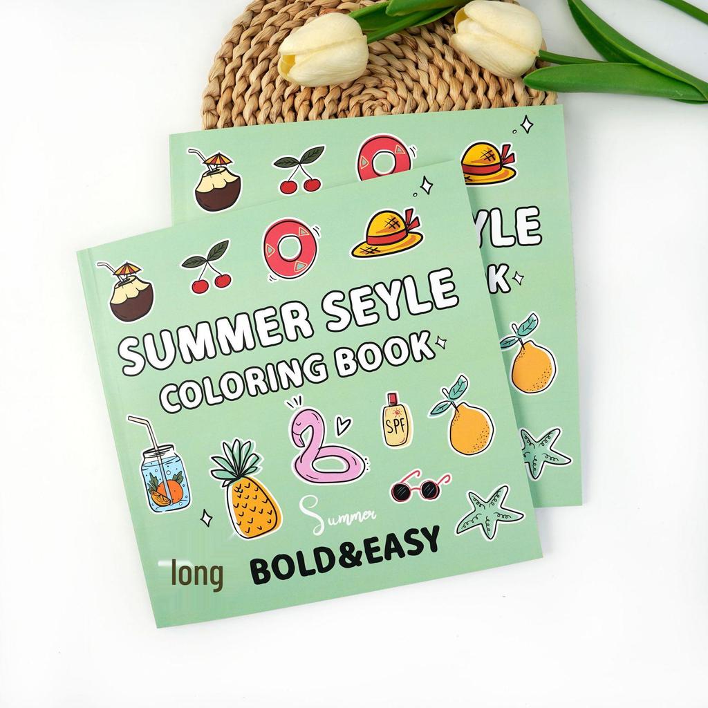 40-Page Fruit & Food Cartoon Doodle Coloring Book for Kids Aged 4+