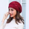 Women Knitted Wool Hats Winter Flower Decorated Warm Female Cap Beanies Fur Hat Gorros Bonnet Soft Breathable Beanie Caps