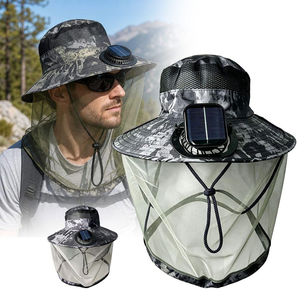 Camouflage Fisherman Hat Wide Brim Mosquito-proof Hat Creative Fishing Sun Cap  Summer