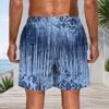 Men Plus Size Off White Watercolor Leaf Printed Beach Shorts Drawstring Waist Side Pockets Straight Leg