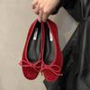 Fashion SUOJIALUN Autumn Women Flat Shoes Fashion Bow-knot Round Toe Shallow Slip On Ladies Boat Shoes Soft Flat Heel Dress Ballerinas S