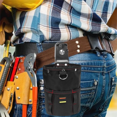 Prudencrose Spring-Loaded Nail Pouch with Quick Opening and Closing! 2-Tier Tool Pouch with Detachable Holder, Ideal for Organizing Small Items, Compa