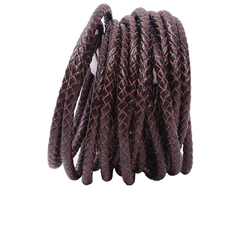 

1meter 3 4 5 6 mm Round Braided Leather Cord Thread Black Brown Red Genuine Leather Rope Diy Bracelet Necklace Jewelry Making Dia 3mm коричневий