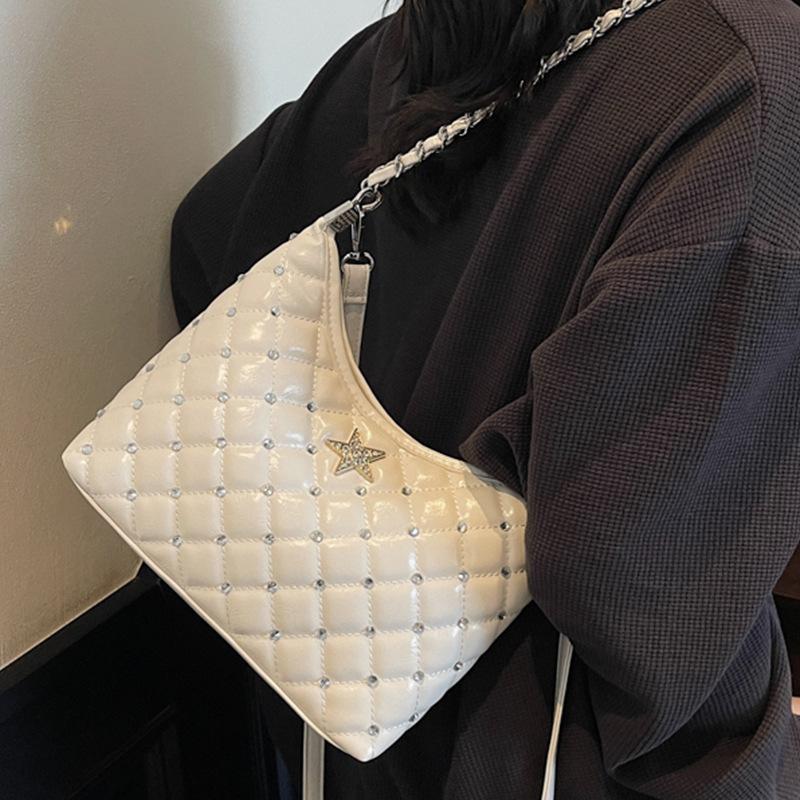 Rhombus Chain Bag Women's 2025 Summer New Niche Casual Messenger Bag High Value Foreign Style Shoulder Armpit Bag