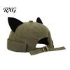 Leichter Modehut für Damen, Kappenhut ohne Schirm mit Katzenohren, Niedrige Schiebermütze, Verstellbare Skullcap, Stilvolle Unisex-Kappe für den täglichen Gebrauch, Schiffermütze