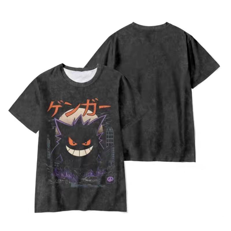 Gengar Clothes Around Poké Mon Haunter Cartoon Children's Clothing Bao Ke Meng Gui Si Summer Men's Short Sleeve T-shirt
