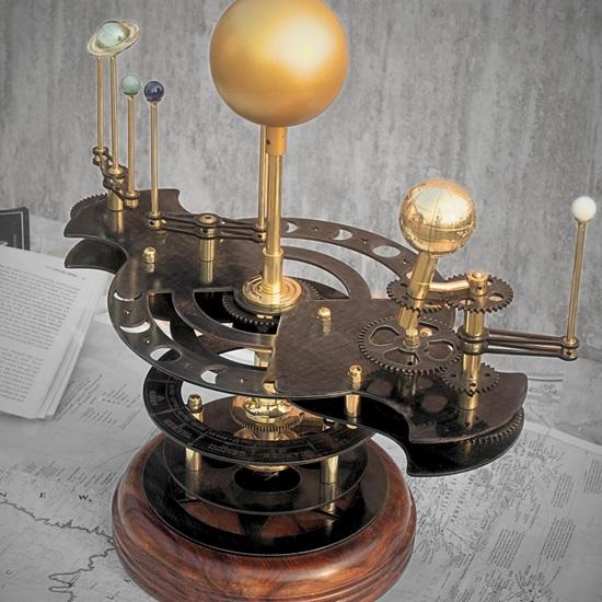 45.72 Cm Orrery, Piece for Book Shelves Brass and Steel Orrery A Functional Model of the Solar System with Planets